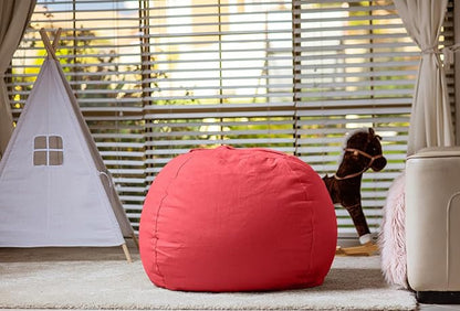 Wekapo Stuffed Animal Storage Bean Bag Chair Cover for Kids | Stuffable Zipper Beanbag for Organizing Children Plush Toys Large Premium Cotton Canvas (Solid Red, X-Large)