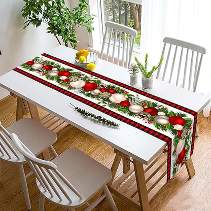 Nepnuser Black and Red Buffalo Check Plaid Christmas Table Runner 108 Inches Long Seasonal Winter Xmas Party Decoration Holiday Home Kitchen Dining Room Decor
