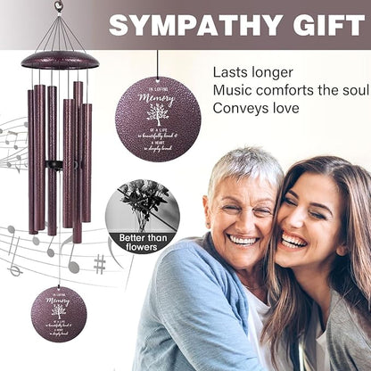 ASTARIN 36" Large Deep Tone Personalized Sympathy Wind Chimes, Memorial Wind Chime for Loss of Mother Father Loved One, Tree of Life Bereavement Gifts Decor Outdoor Patio Garden(Produced in USA)