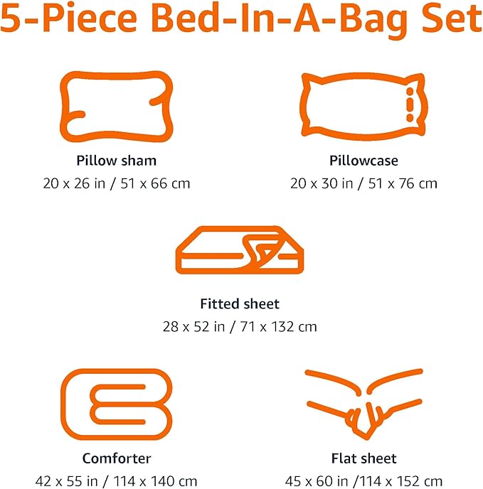Amazon Basics 5 Piece Microfiber Kid's Bed-in-a-Bag Bedding, Toddler, Unicorn Print