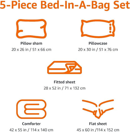 Amazon Basics 5 Piece Microfiber Kid's Bed-in-a-Bag Bedding, Toddler, Unicorn Print