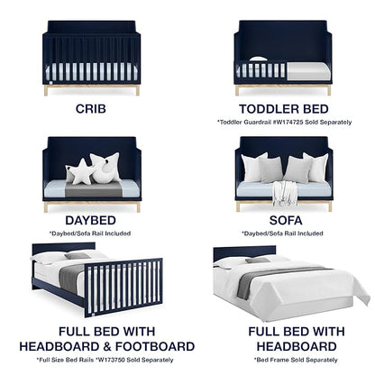 Delta Children babyGap Oxford 6-in-1 Convertible Crib + Brannan Bear Bookcase with Bins + Brannan Bear Wall Shelf with 4 Hooks, Navy/Natural (Bundle)