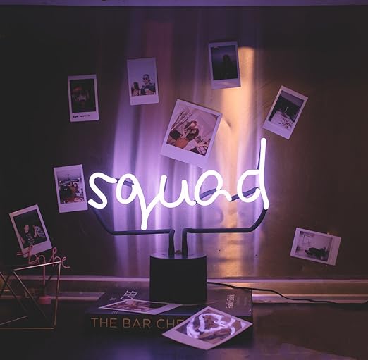 Amped & Co Squad Neon Desk Light, Real Neon, Purple, Large 11x12.2, Home Decor Neon Signs For Unique Rooms