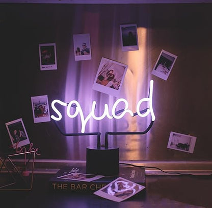 Amped & Co Squad Neon Desk Light, Real Neon, Purple, Large 11x12.2, Home Decor Neon Signs For Unique Rooms