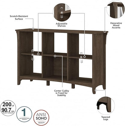 Bush Furniture BSH24462958 Salinas 6-Shelf 30-Inch H Cube Bookcase, Ash Brown