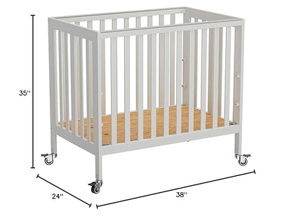 Baby Mini Crib - Modern Design Portable Crib, Sleek Folding Mini Baby Crib with Three Mattress Positions, Folds Flat for Easy Storage White