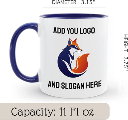 Personalized Coffee Mug | Custom Photo Text and Logo Ceramic Mug | Customized 11 Oz Tea Cup | Unique Gift for Men & Women – Taza Personalizadas Design with Picture or Message | White – Blue