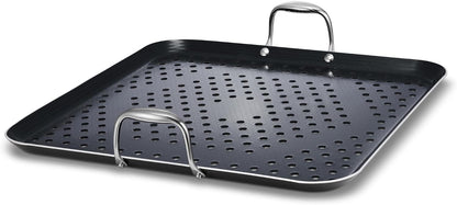 HexClad 16" Hybrid Nonstick BBQ Grill Topper, Dishwasher-Friendly, BBQ and Oven-Safe Up to 900°F