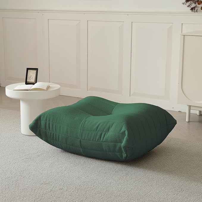 Luxury Ottomans, Modern Square Foot Rest for Sofa Couch Chair, Lazy Floor Seating, Fireside Bean Bag Chair, Tatami Sofa Lounger for Living Room, Bedroom, Office, Green