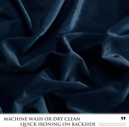 Navy Blue Velvet Waterfall Valances W39 inches, 1 Panel | Classic Valance Curtains for Bay Window, Kitchen, Victorian Match Curtains for Backdrops, Rod Pocket