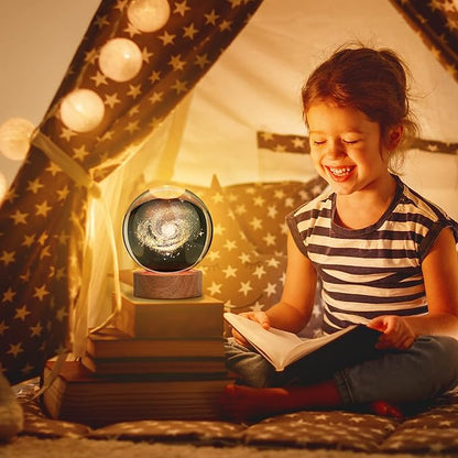 Large 3D Galaxy Crystal Ball Night Light, Crystal Lamp 16 Color Changing with Remote Control for Bedroom Decor, Birthday Gift for Teens Boys and Girls, Galaxy Model