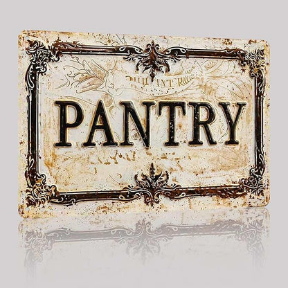 Vintage Distressed Style Aluminum PANTRY Wall Decor Metal Sign 8X12in Retro Ornate Border Rustic Art Sign for Kitchen Pantry Room Farmhouse Home Decoration