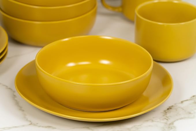 10 Strawberry Street Wazee Matte Coupe Dinnerware, Bowl, Yellow, Set of 6