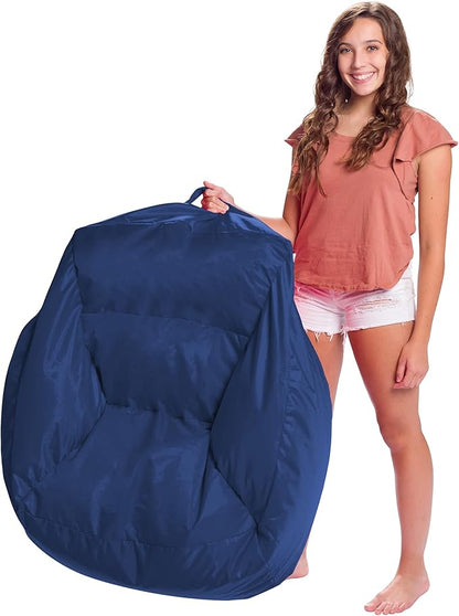 Posh Creations Structured Comfy Seat for Playrooms and Bedrooms, Large Bean Bag Chair, Coronado Chair, Navy