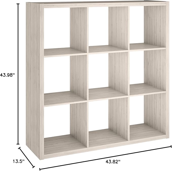 ClosetMaid 4589 Decorative Open Back 9-Cube Storage Organizer, Bleached Walnut