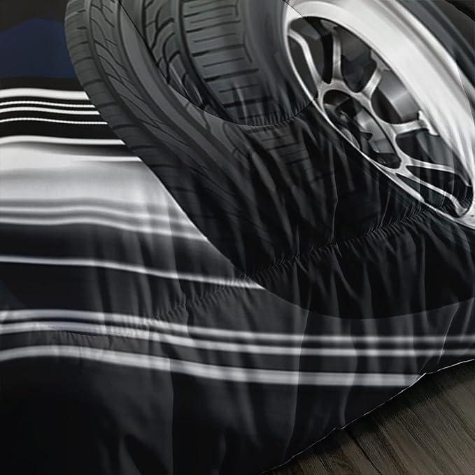 Axolotl Race Car Bedding Set Full Size,Boys Extreme Sports Comforter Set for Kids Boys Car Racing Gifts,Yellow Cool Car Comforter Car Sports Quilt Set 1 Comforter with 2 Pillowcase Car Racing Gifts