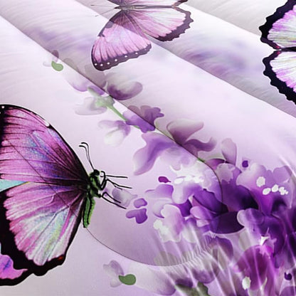 Purple Lavender Butterfly Comforter Set for Girl Kid Adult Colorful Butterfly Pattern Bedding Set Aesthetics Butterflies Quilt Bed Set Twin Size with 1 Comforter and 2 Pillowcases