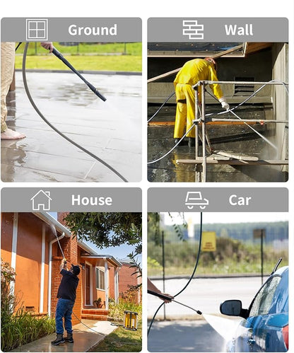 Pressure Washer Hose 200FT 3/8" for Cold and Hot Water 212°F, with Swivel Quick Connect, 4500PSI Kink Resistant Grade Steel Wire Braided, Power Washer Hose With 2pcs M22-14mm Adapter