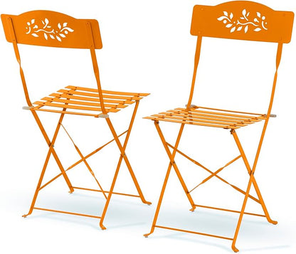 Alpine Corporation Indoor/Outdoor 3-Piece Bistro Set Folding Table and Chairs Patio Seating, Each, Orange