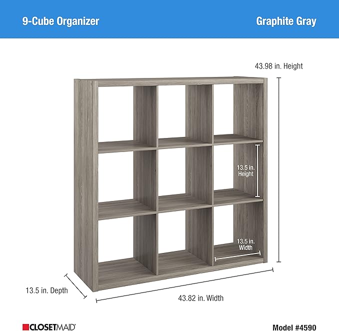 ClosetMaid 9 Cube Open Back Storage, Graphite Gray