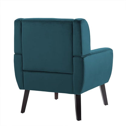 UIXE Accent Chairs Set of 2, Velvet Upholstered Armchair for Living Room, Modern Club Arm Chairs Comfy Single Sofa Button Tufted Bedroom Reading Seat - Blue