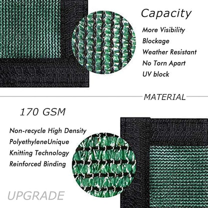 UPGRADE Privacy Fence Screen 5'x66' Dark Green Outdoor 90% Visibility Blockage 170 GSM Mesh Shade Cover Panels for Backyard,Balcony,Home Decoration with Zip Ties,Customized Avaliable