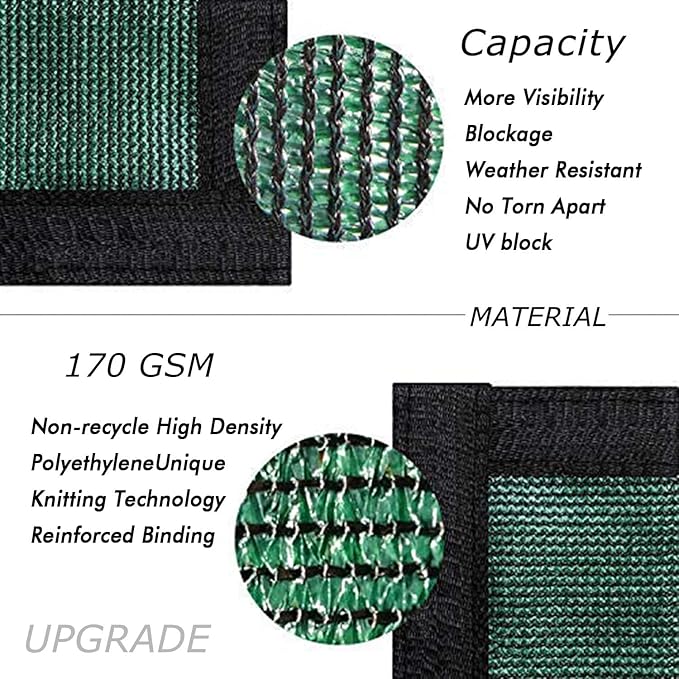UPGRADE Privacy Fence Screen 4'x45' Dark Green Outdoor 90% Visibility Blockage 170 GSM Mesh Shade Cover Panels for Backyard,Balcony,Home Decoration with Zip Ties,Customized Avaliable