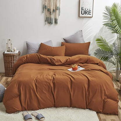 Pumpkin Comforter Queen Pumpkin Color Bedding Set 3 Pieces Cinnamon Comforter Sets 1 Queen Comforter (90x90 inches) with 2 Pillowcases (20x26 inches)