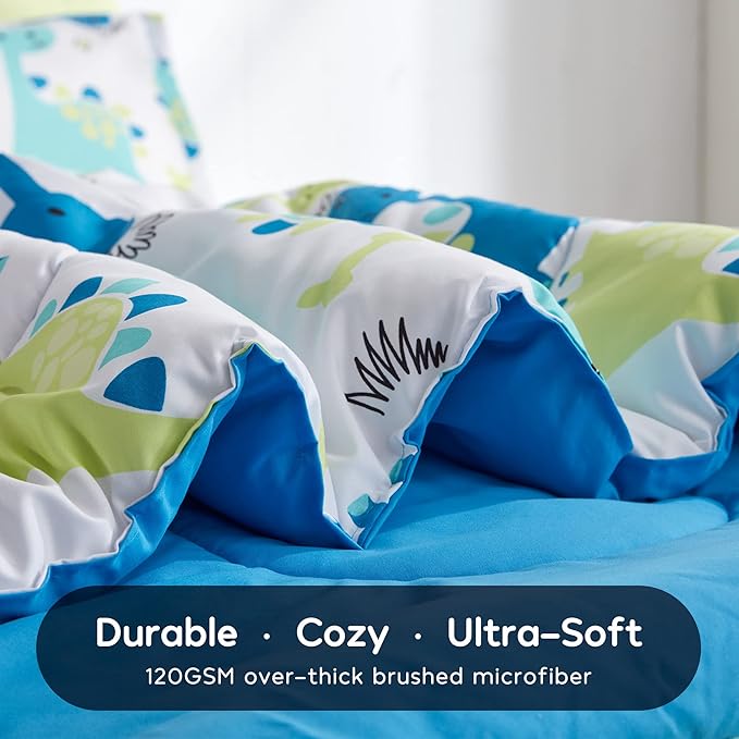 SLEEP ZONE Kids Bedding Twin Comforter Set - Cute Printed for Boys, Girls, Teens, Super Soft, Fade Resistant, Cute Dino, Twin