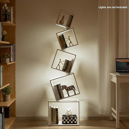 Bookshelf 2024 NEW, 5-Tier Bookshelves, 67" Tall White Bookshelf, Book Shelf, Bookcase, Modern Bookshelf, Storage Shelf for CDs/Books/Collections, Display Shelf for Livingroom, Bedroom, Office