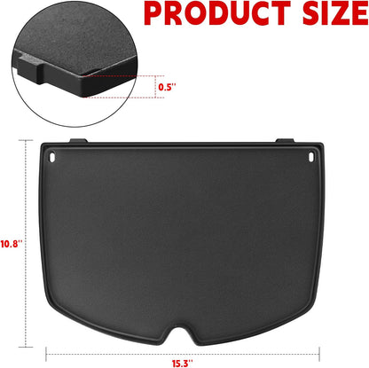 GGC 6559 Cast Iron Griddle for Weber Q2000 Q200 Q220 Q240 Q260 Q2200 Q2400 Series Grills, 15.3" x 10.8" Grill Grates Replacement Parts for Weber Q200 Griddles