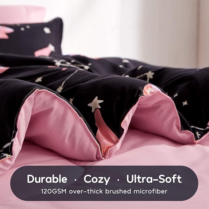 SLEEP ZONE Kids Bedding Twin Comforter Set - Super Soft & Cute Printed 2-Piece Comforter Set All Seasons for Boys, Girls, Fade Resistant, Machine Washable, Pink Galaxy