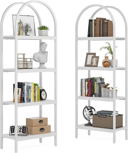 Tribesigns 4-Tier Open Bookshelf, 70.8" Industrial Wood Bookcase Storage Shelves with Metal Frame, Freestanding Display Rack Tall Shelving Unit for Office, Bedroom, Living Room (White, 2PCS)