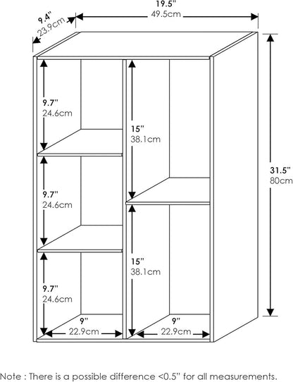 Furinno Luder Bookcase / Book / Storage , 5-Cube, White/Green