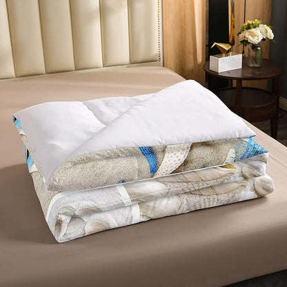 Erosebridal Beach Comforter Set, Ocean Themed Bedding Set Queen Size Coastal Nature Duvet Sets Starfish Love Heart Bedding Comforters for Kids Boys Girls Teens Adult Bedroom Decor