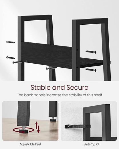 VASAGLE Bookshelf, 5-Tier Narrow Bookcase, Ladder Shelf for Home Office, Living Room, Bedroom, Kitchen, Ebony Black and Ink Black ULLS109B56