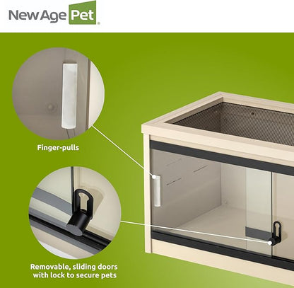 New Age Pet ECOFLEX 24-Inch Mojave Reptile Lounge in Maple - Durable Wood Plastic Composite Habitat with Ventilated Side Panels, Removable Sliding Glass Doors, and Mesh Screen Top