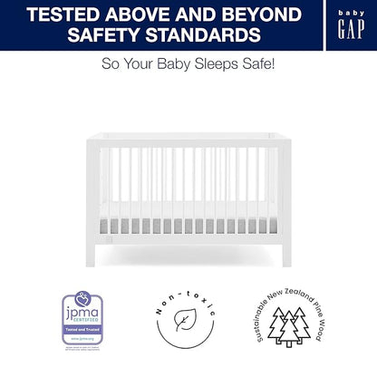 Delta Children babyGap Charlie 6-in-1 Convertible Crib + Brannan Bear Bookcase with Bins + Brannan Bear Wall Shelf with 4 Hooks, Bianca White (Bundle)