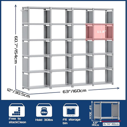 Mavivegue 20 Cube Book Shelf, Storage Organizer, Large DIY Bookcase, Metal Cube Bookshelf, Cubbies Closet Storage Organizer Shelves for Bedroom,Living Room,Home,Office