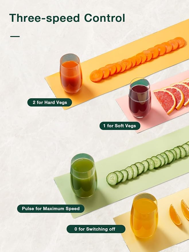 Juicer Machines, Juilist 3" Wide Mouth Juicer Extractor, for Vegetable and Fruit with 3-Speed Setting, 400W Motor, Easy to Clean, Green