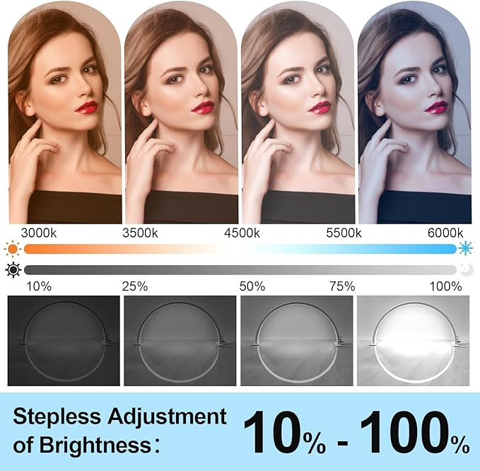 Half Moon Light for Nail Desk, 29IN 35W 2520Lumen Half Moon Table Lamp, 3000-6000K Brightness Adjustable LED Nail Light for Manicure Desk, Lash Light Lamp for Beauty Eyelashes Tattoos Crafts