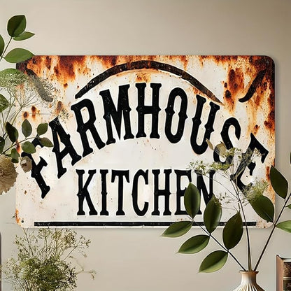 Vintage-Style "Farmhouse Kitchen" Aluminum Sign – Rustic Metal Wall Decor for Home, Bar, Cafe, Street – Durable Outdoor Plaque – 1 Piece, 20x30cm (8x12inch)