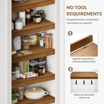 Gashell Wire Shelf Covers, Bamboo Wire Rack Covers for Pantry, Closet (5pcs, 25" W x 16" D)