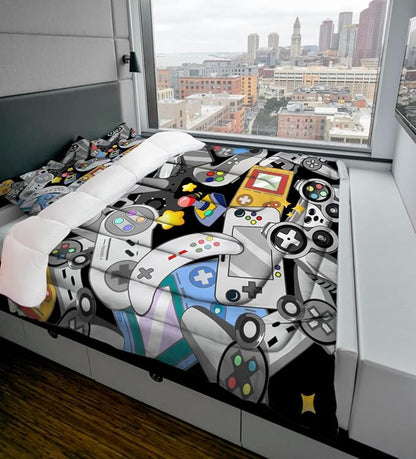 Sunnycitron Gamer Comforter set for Boys Gaming Bedding Twin Comforter set Gaming Bed Boys Comforter set Gamer room Decor (1 Comforter +2Pillowcase)
