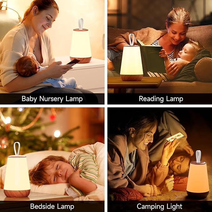 Dimmable Night Light Touch Lamp for Bedroom Rechargeable Remote Bedside Lamp Portable Hanging Table Lamp Changeable Warm White Light Perfect Toy Gift for Kids Adults