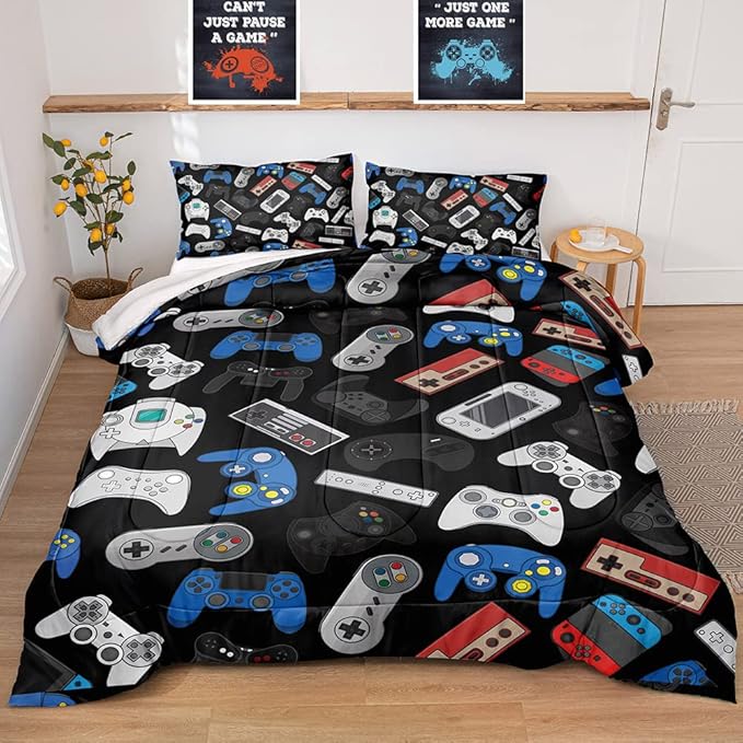 Gaming Comforter for Boys Teen,Game Contoller Bedding Set for Boys Kids,Down Alternative Comforter for All Season,Gamer Home Decor for Boys Comforter Set (Comforter-Game36, Full)
