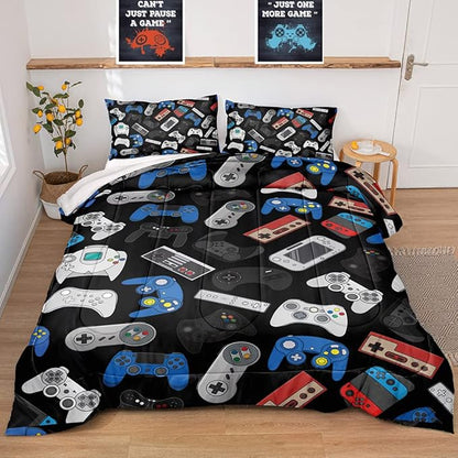 Gaming Comforter for Boys Teen,Game Contoller Bedding Set for Boys Kids,Down Alternative Comforter for All Season,Gamer Home Decor for Boys Comforter Set (Comforter-Game36, Queen)