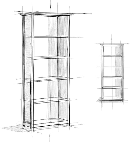 SIMPLIHOME Amherst SOLID WOOD 30 Inch Transitional 5 Shelf Bookcase in Russet Brown, For the Living Room, Study Room and Office