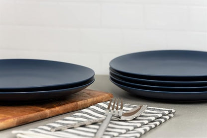 10 Strawberry Street Wazee Matte 10.5" Coupe Dinner Plate, Set of 6, Midnight Blue