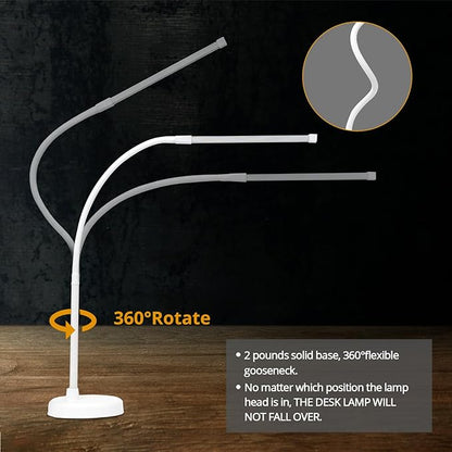 LED Desk Lamp, Swing Arm Architect Task Lamp with Long Flexible Gooseneck, Heavy Base, 3 Color Modes, 10 Brightness Levels, and USB Adapter, Desk Light for Home/Office/Drafting/Reading